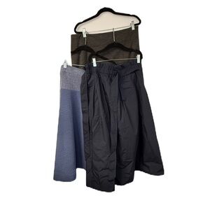 Womens Blue and Gray A-line Midi Skirt Set for Work